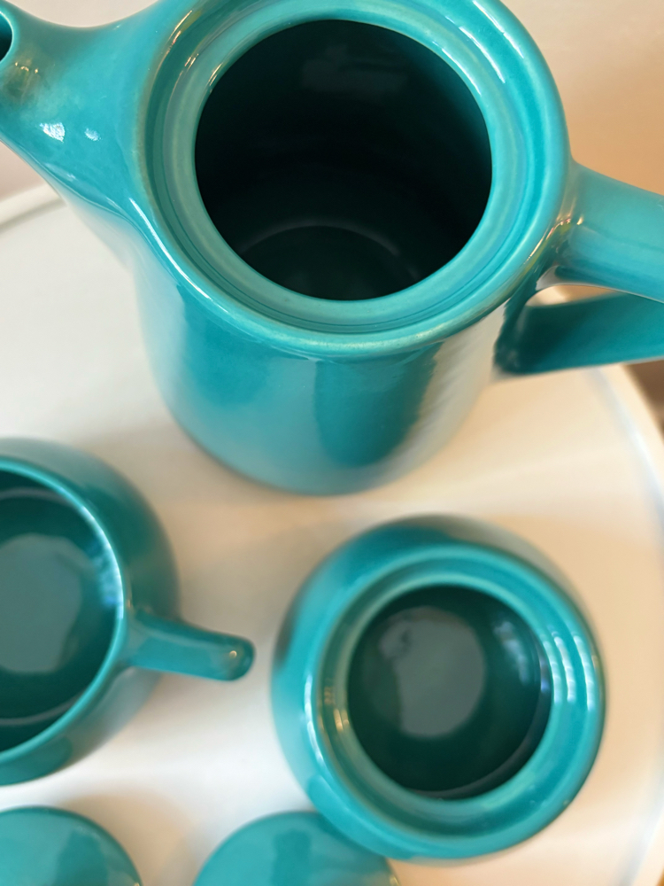 80’s Petrol Green Art-Deco Eczacıbaşı Ceramic Tea Set