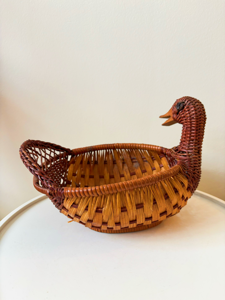 Handwoven Rattan Duck Basket