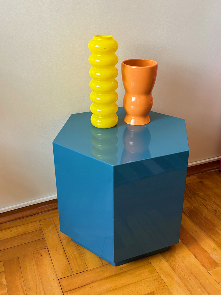 80’s Memphis Style Petrol Blue Table