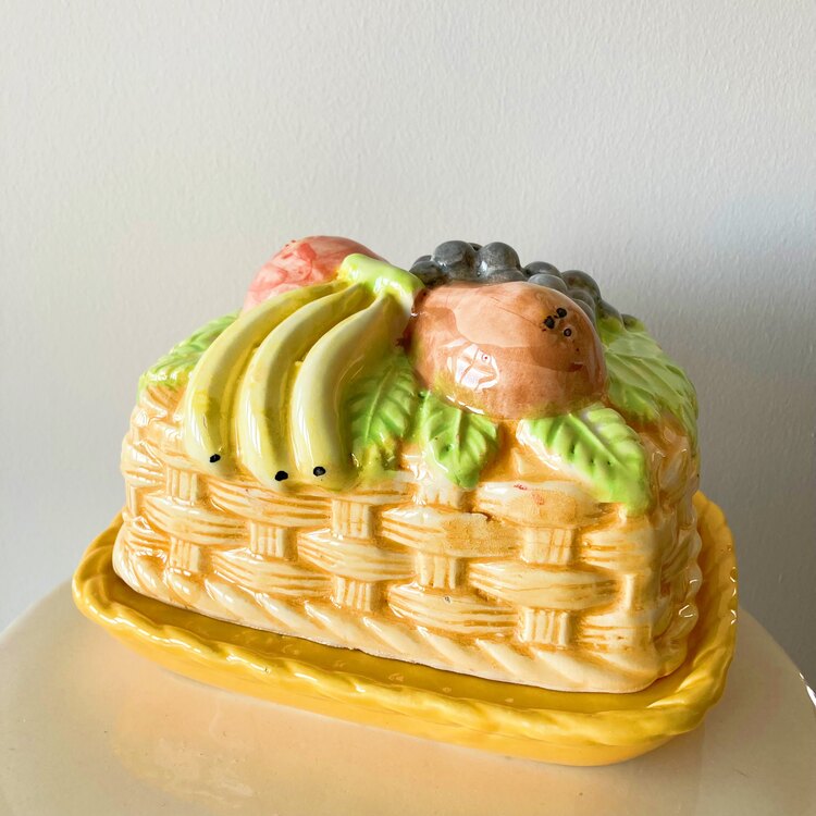Fruit Embossed Handmade Ceramic Butter Box