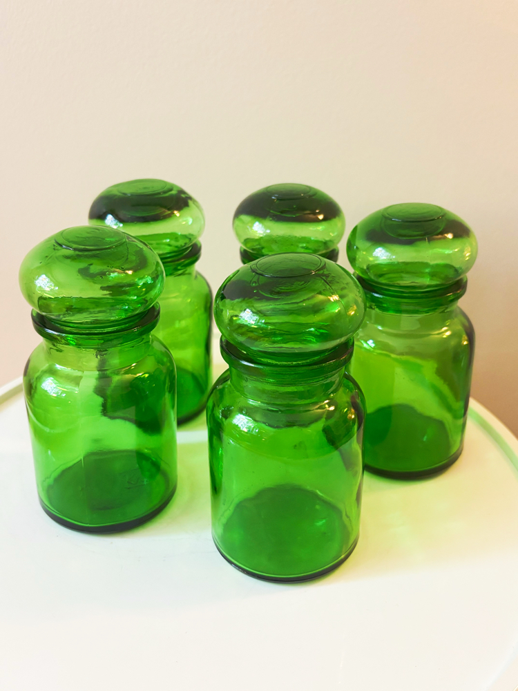 60’s Green Glass Bubble Jars 