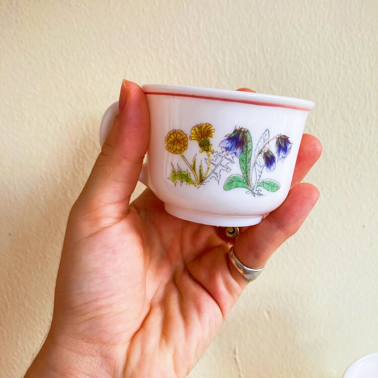 80’s White Opaline French Cups 