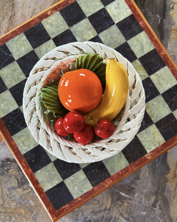 70’s Italian Handmade Ceramic Fruit Basket 