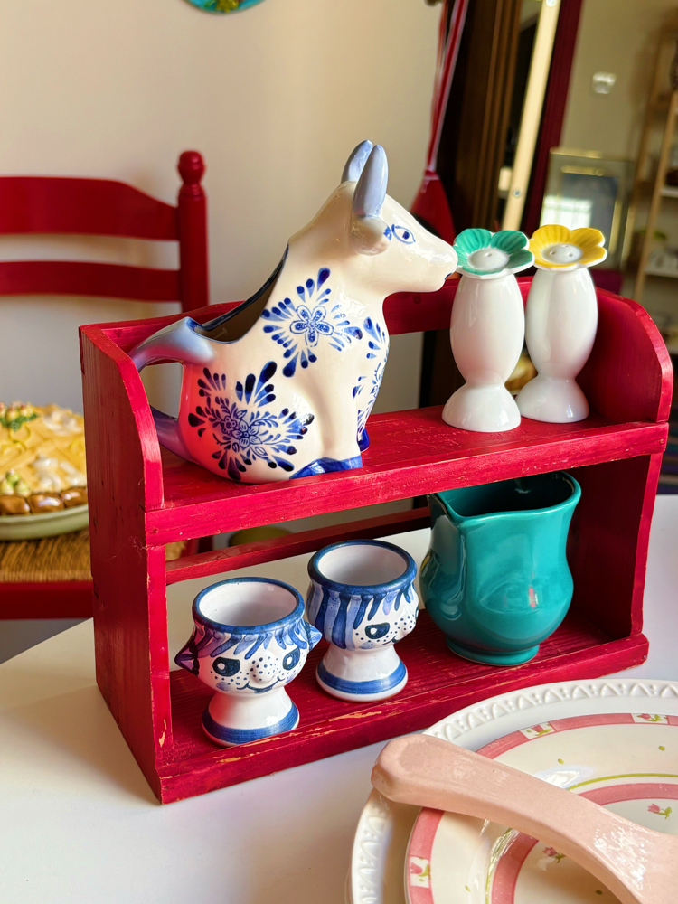70’s Red Wooden Mini Kitchen Shelf 