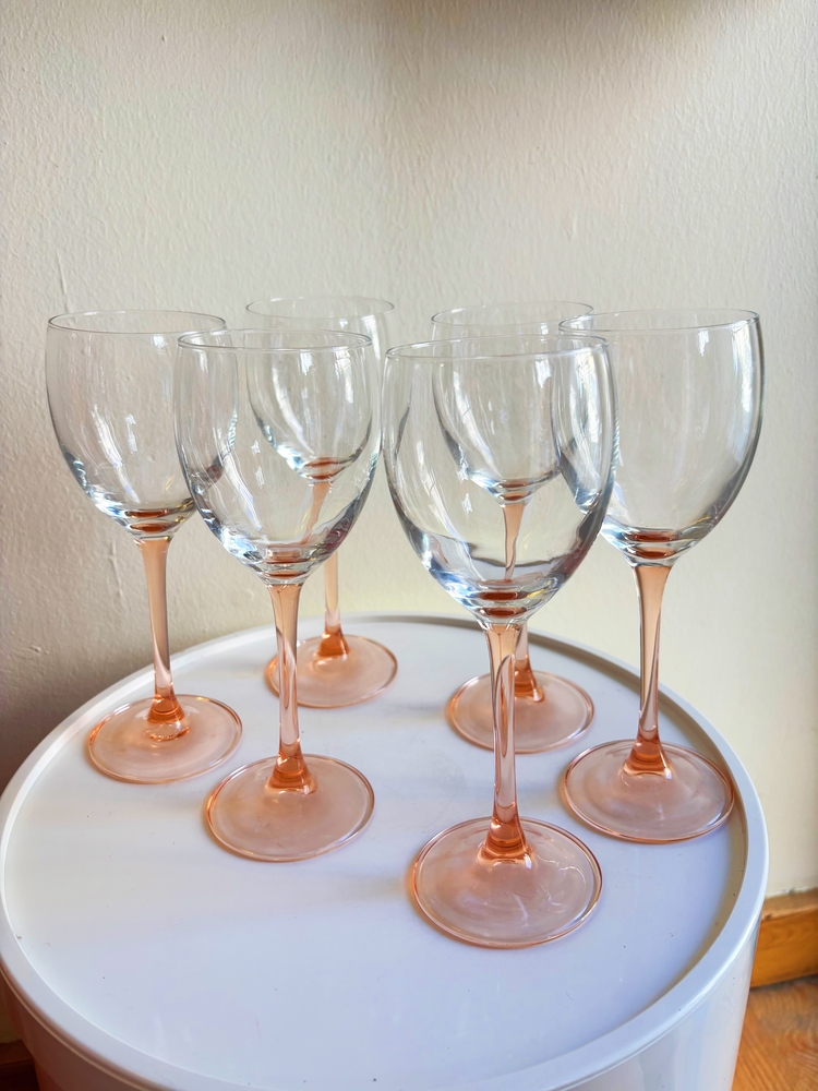80’s French Pink Wine Glasses
