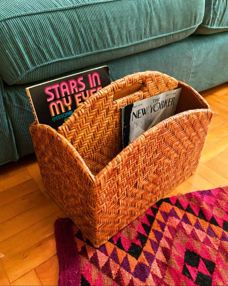 70’s Rattan Magazine Rack