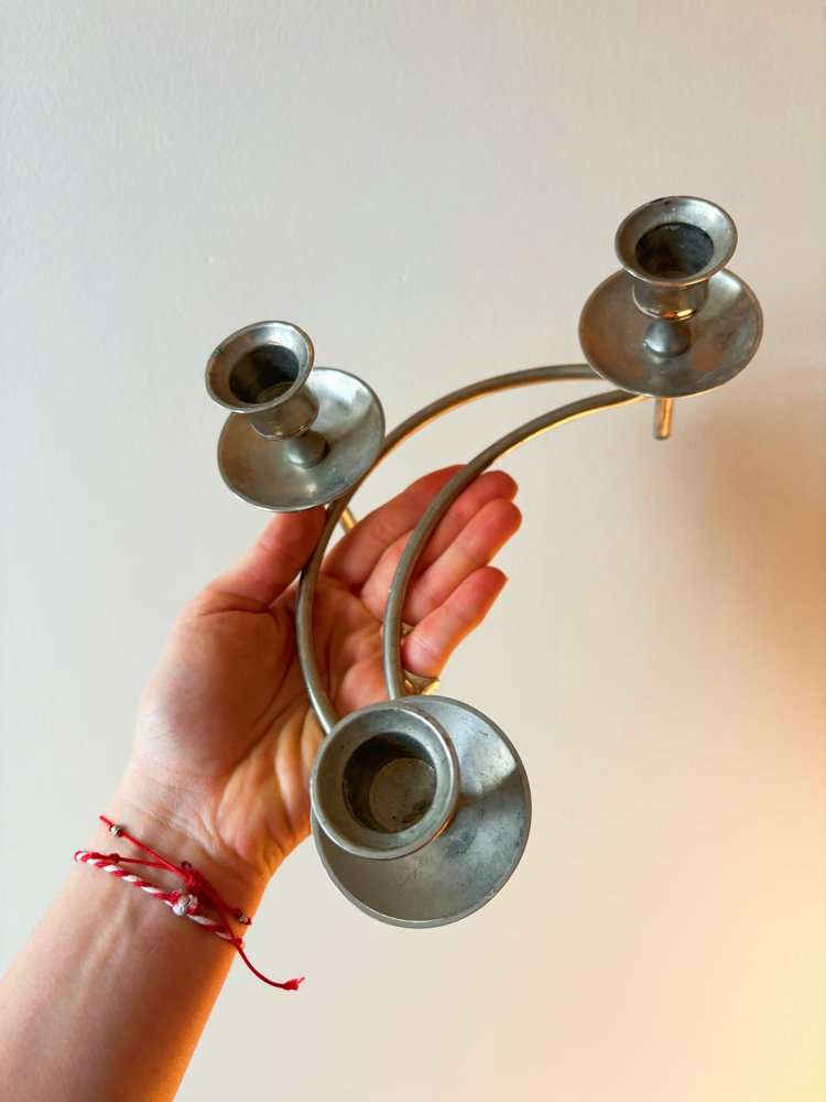 Silver Plated Crescent Moon Candelabra