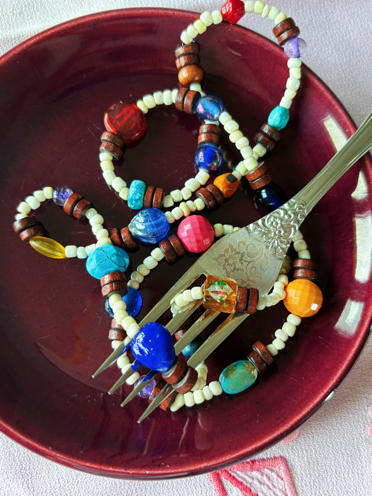 Vintage Necklace with Gemstones and Glass Beads
