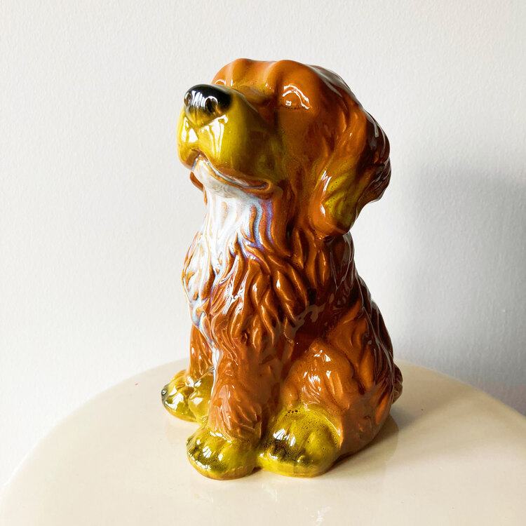 Doggo Vintage Ceramic Sculpture + Penny Bank 