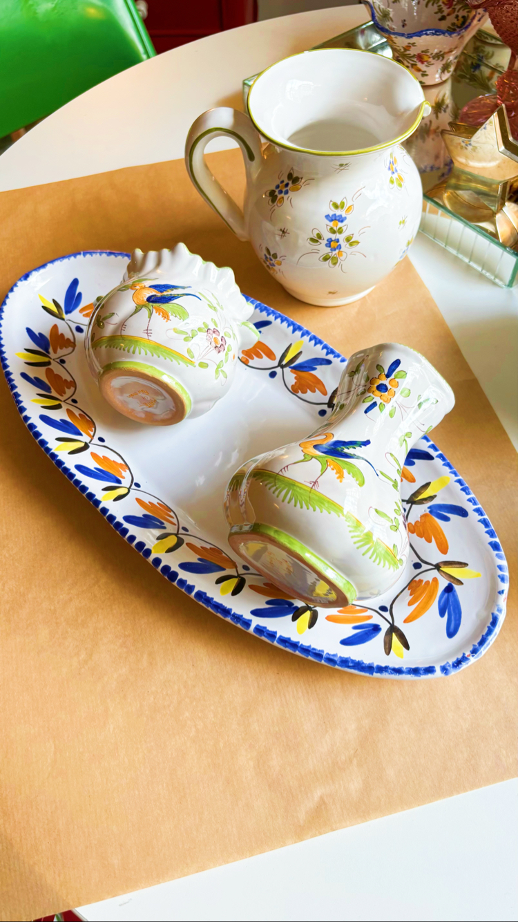 60’s French Hand Painted Ceramic Plate 