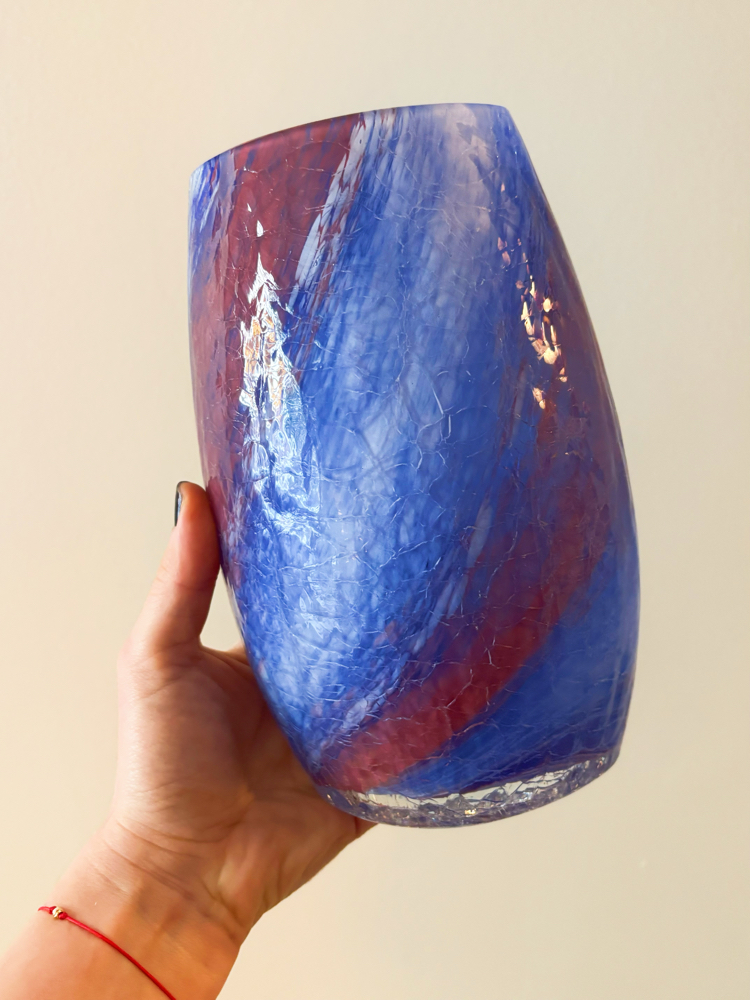 Electric Blue Handmade Glass Vase