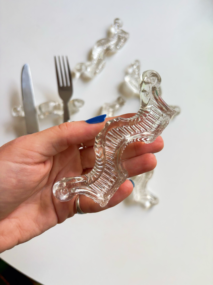 Midcentury Crystal Cutlery Rests