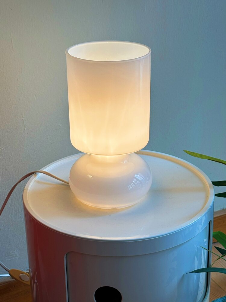 White Opaline Glass Mushroom Lamp by IKEA 