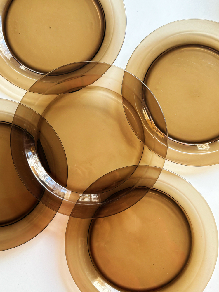 80’s Vereco Smoky Glass Plates