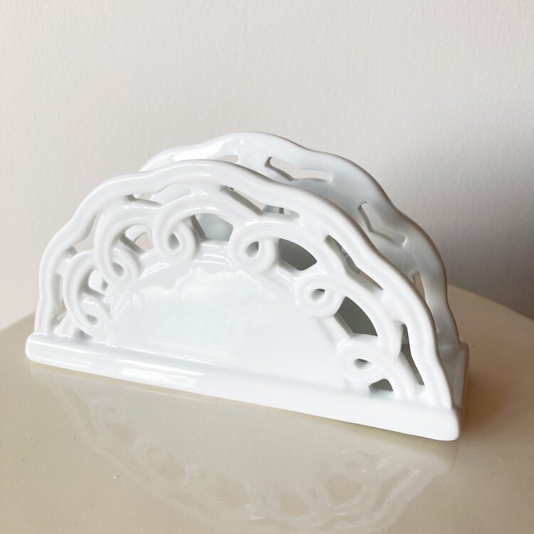 White Porcelain “Lacework” Napkin Holder 