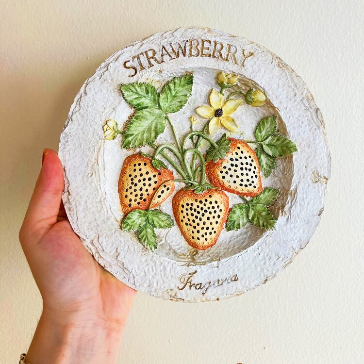 Strawberry Embossed Rustic Ceramic Wall Plate 