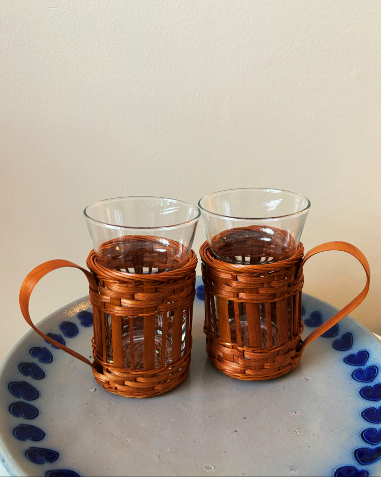 70’s Bamboo Glass Mugs