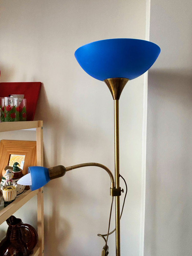 80’s Cobalt Blue & Brass Floor Lamp 