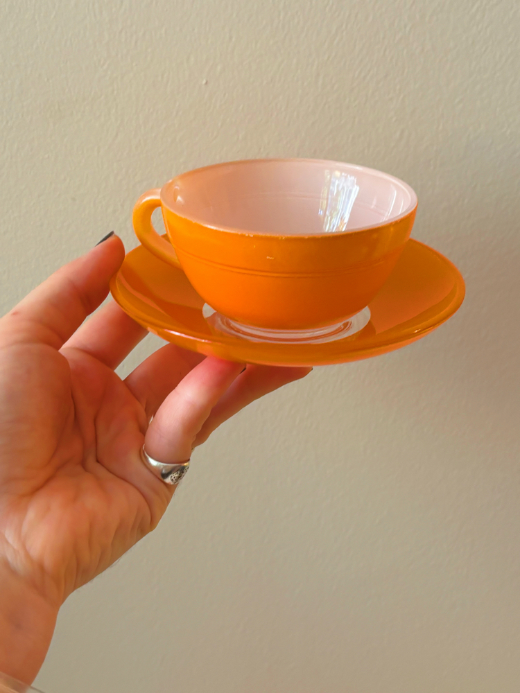 80’s Duralex Orange Glass Espresso Cups 