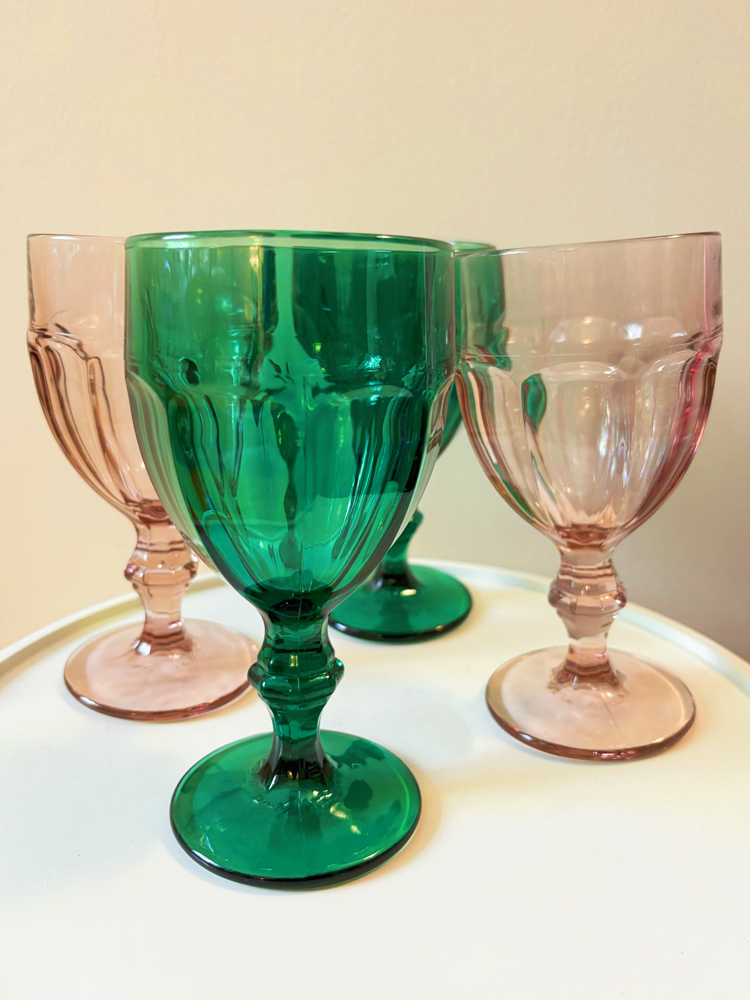 80’s American Duralite Colorful Glass Goblets 