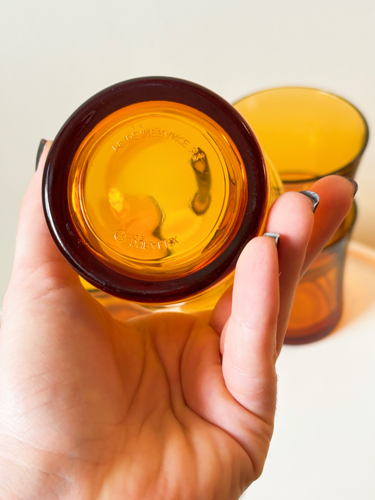 70’s French Amber Glass Tumblers