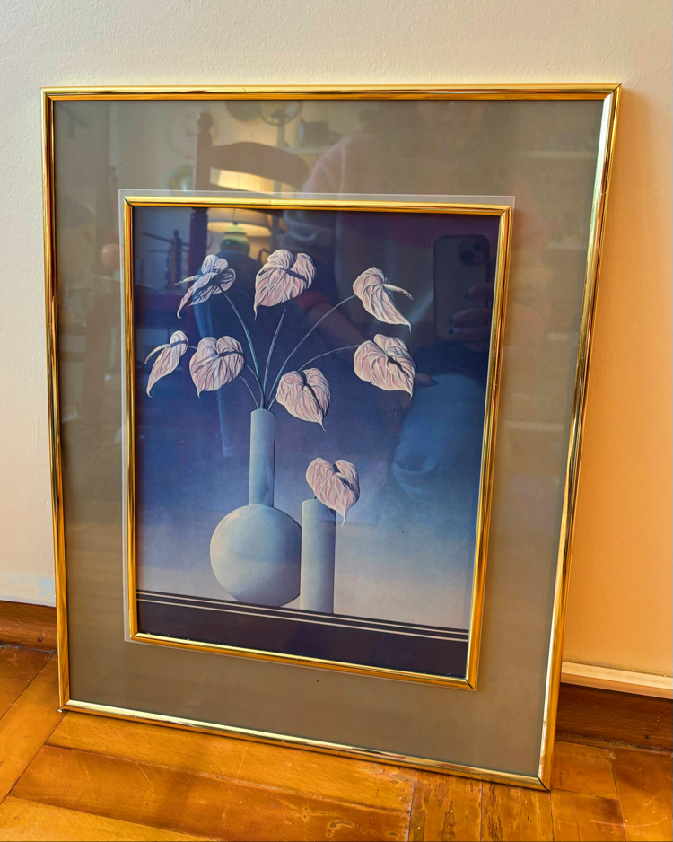 80’s Gold Framed Anthurium Wall Art 