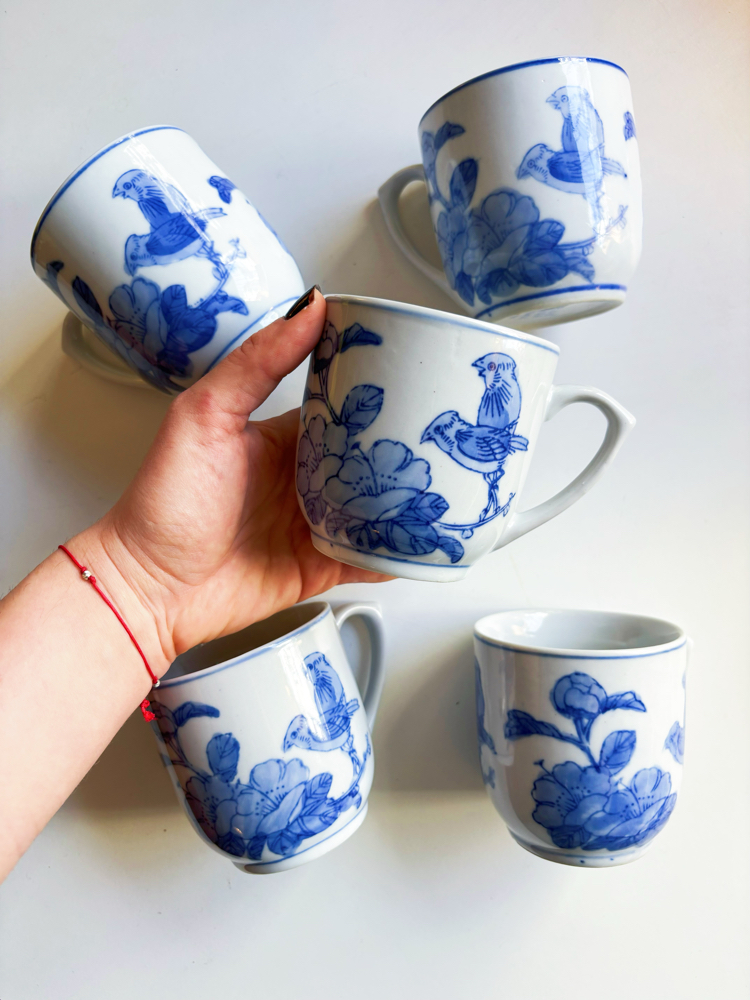 80’s Hand Painted Porcelain Mugs from China