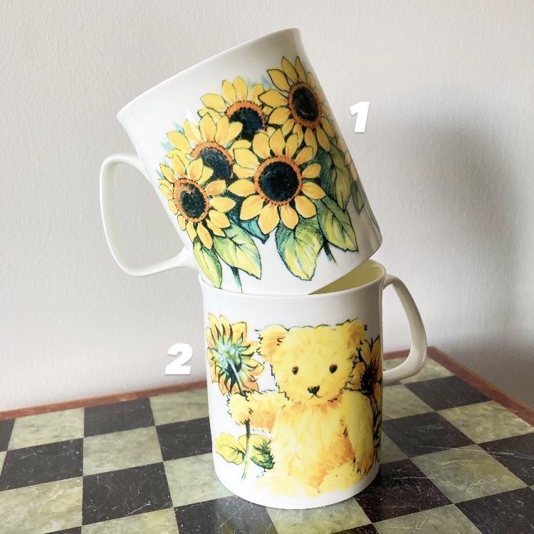 English Porcelain Teddy Bear Mugs 