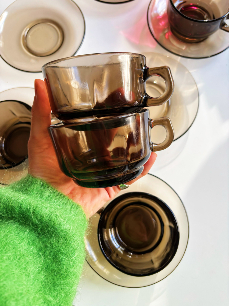 80’s Fumed Glass Teacups 
