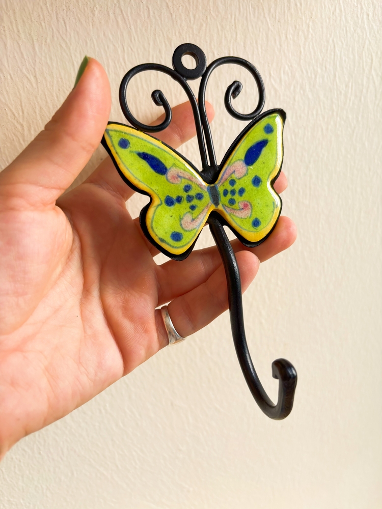 Handpainted Ceramic + Cast Iron Wall Hooks