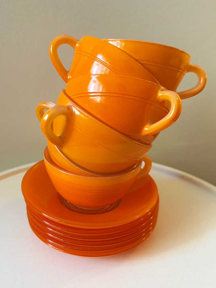 80’s Duralex Orange Glass Espresso Cups 