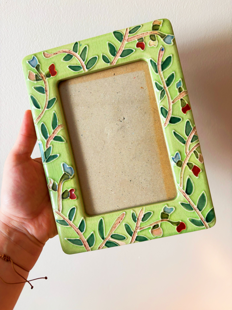 Floral Green Ceramic Photoframe