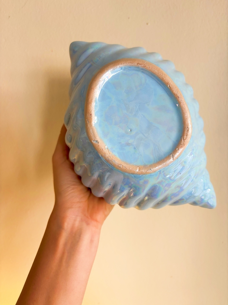 80’s Baby Blue Ceramic Seashell Bowl 