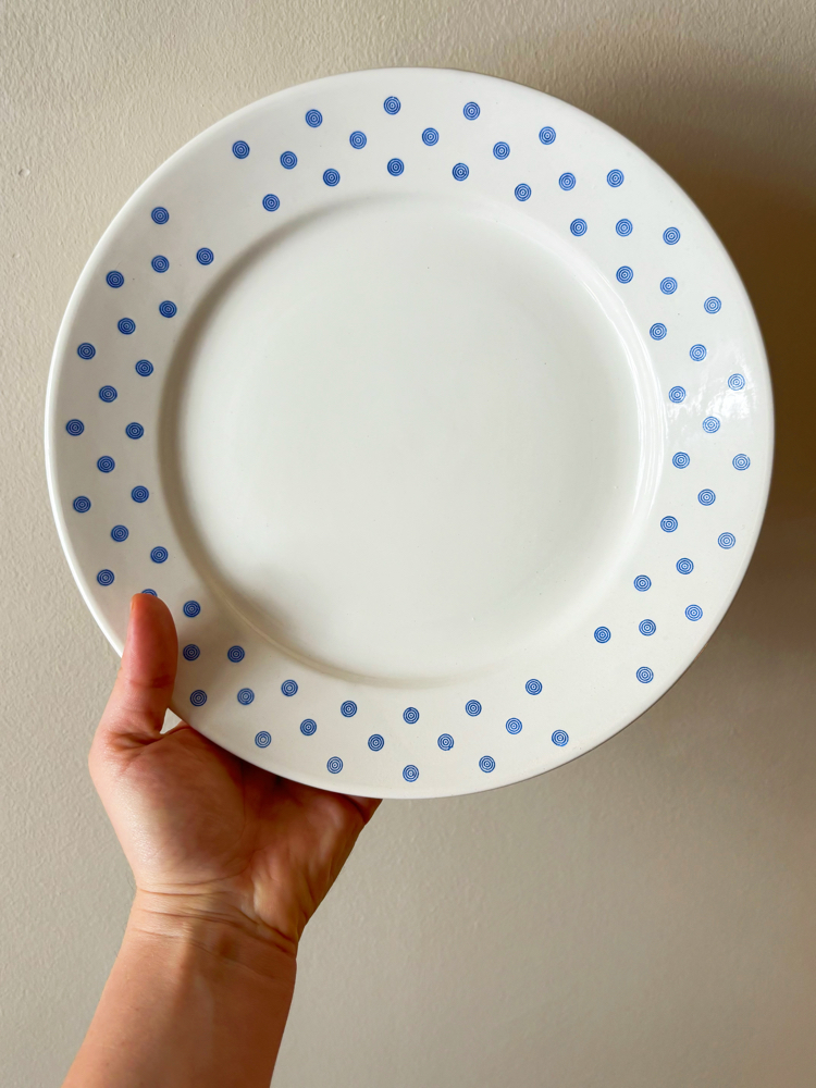 80’s Blue + White Spiral Ceramic Plates