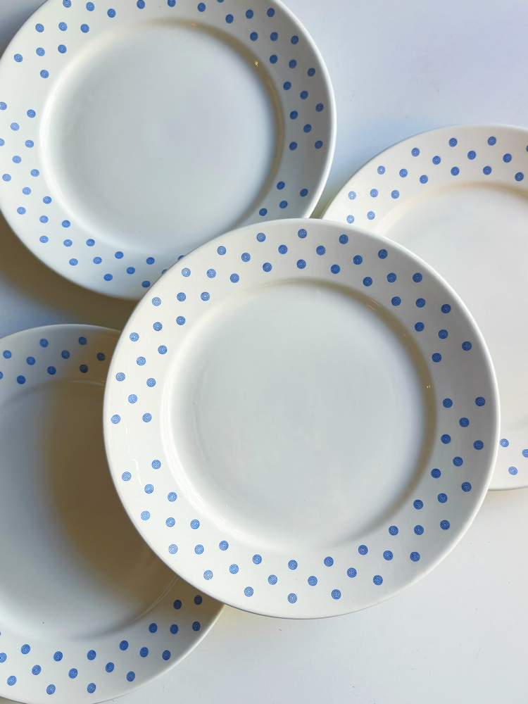 80’s Blue + White Spiral Ceramic Plates