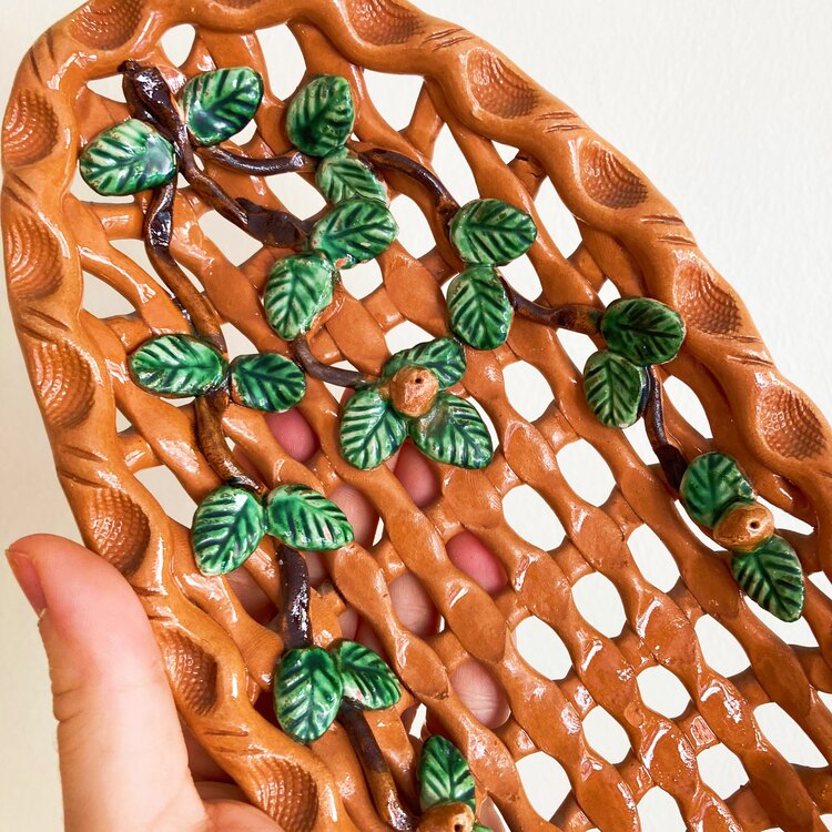 Leafy Handmade Ceramic Berry Bowl