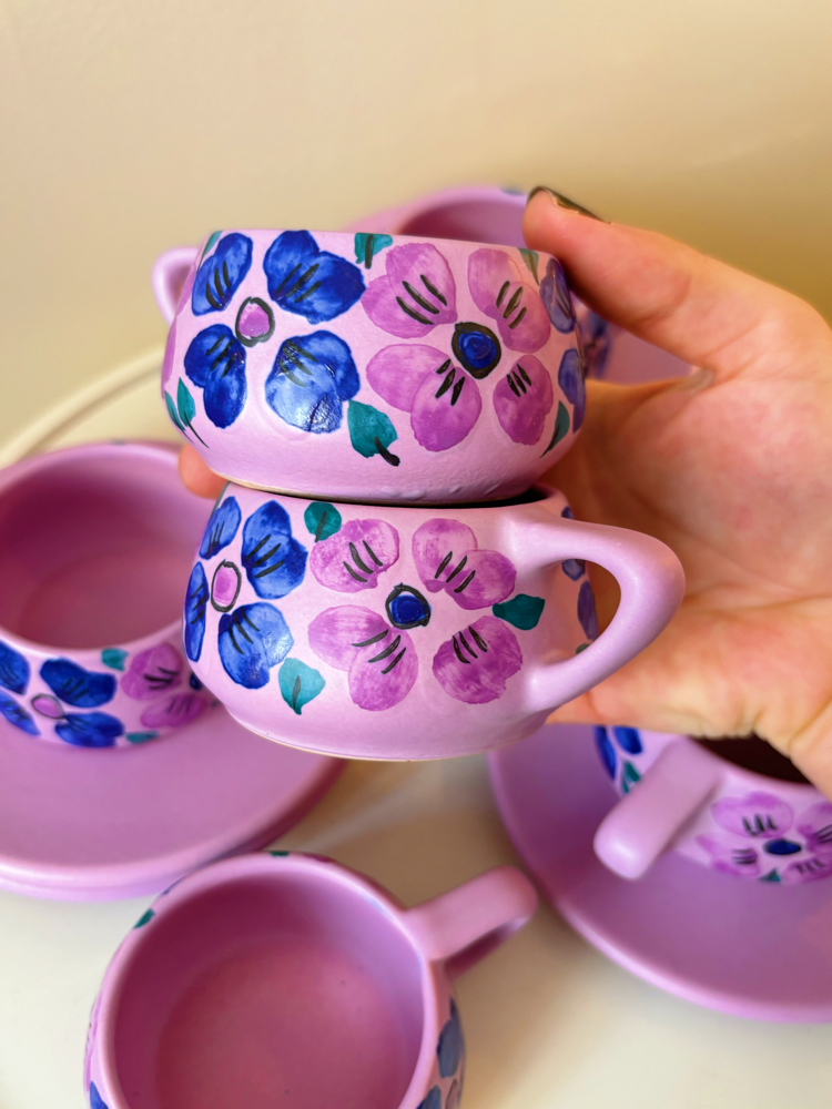 80’s Lilac Espresso Cups by Gorbon