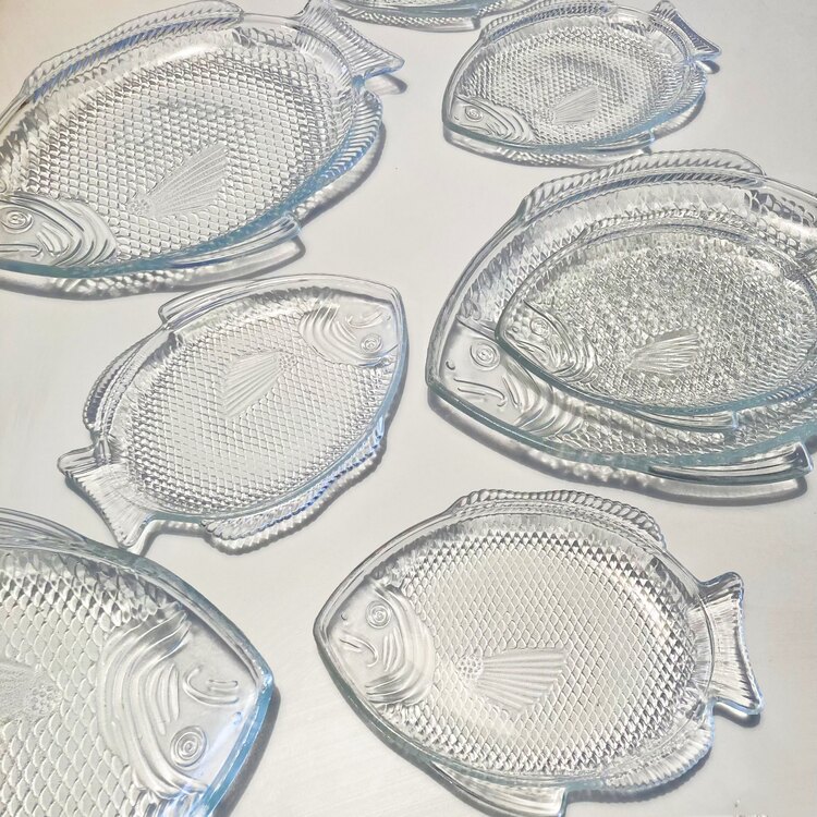 80’s Glass Fish Shaped Plates