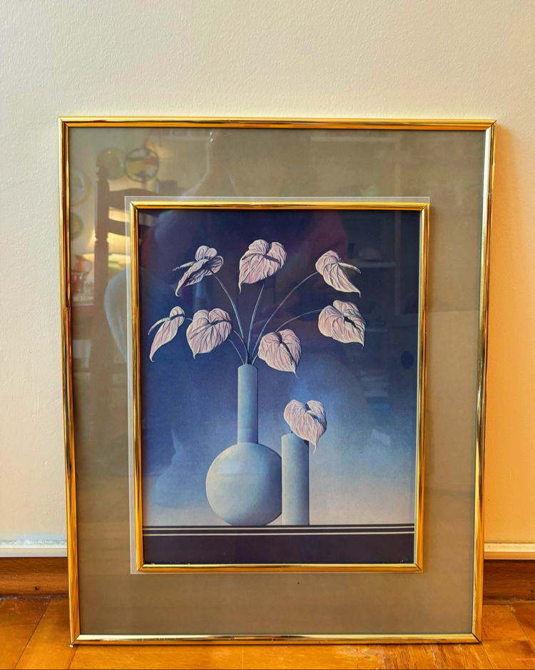 80’s Gold Framed Anthurium Wall Art 