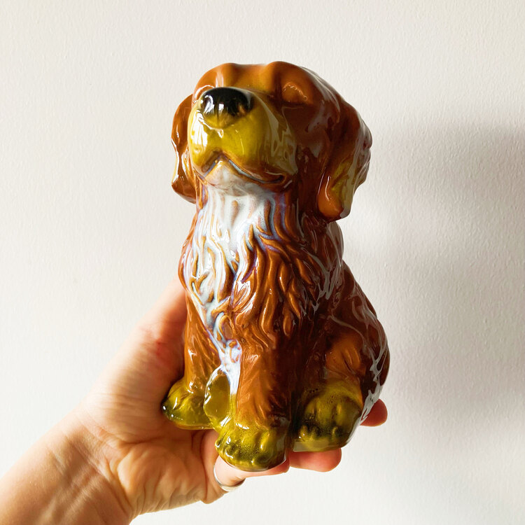 Doggo Vintage Ceramic Sculpture + Penny Bank 