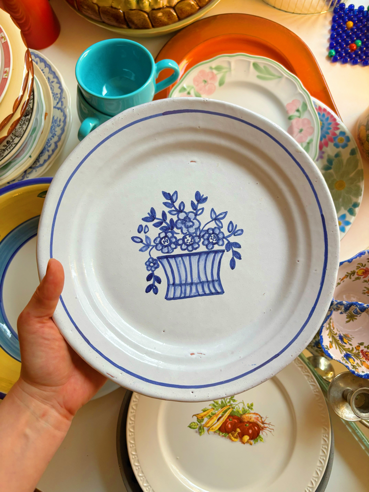 70’s Flower Pot Wall Plate from Portugal