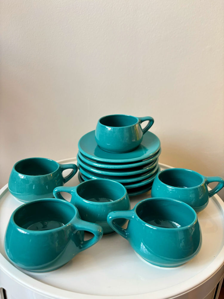 80’s Petrol Green Eczacıbaşı Ceramic Espresso Cups