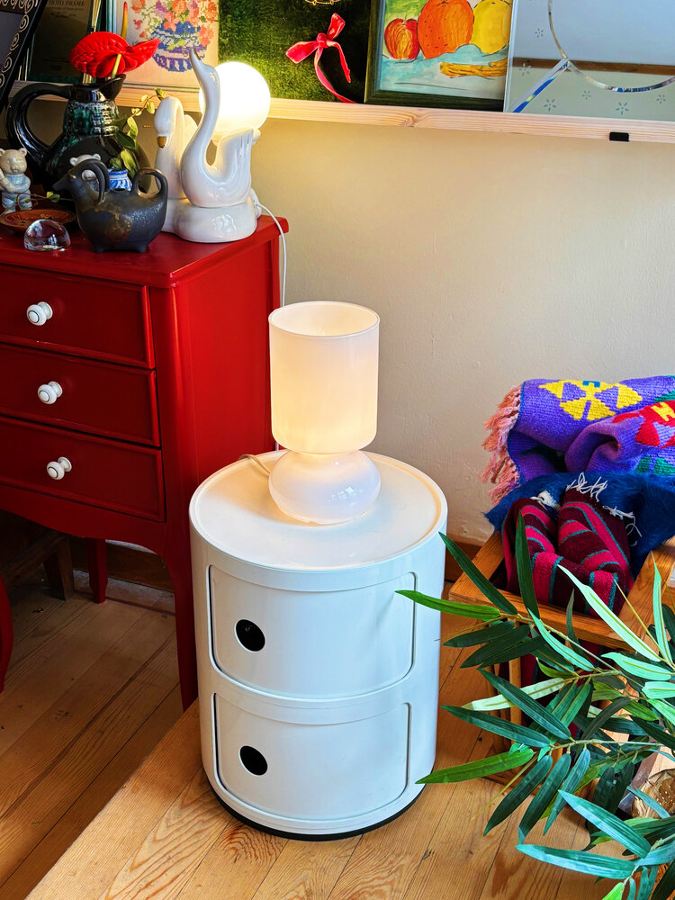 White Opaline Glass Mushroom Lamp by IKEA 