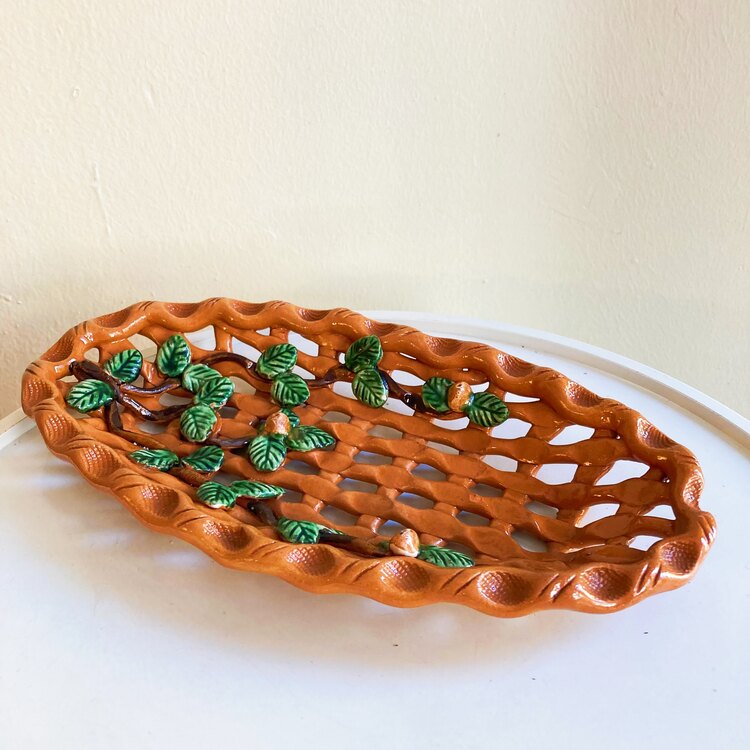 Leafy Handmade Ceramic Berry Bowl