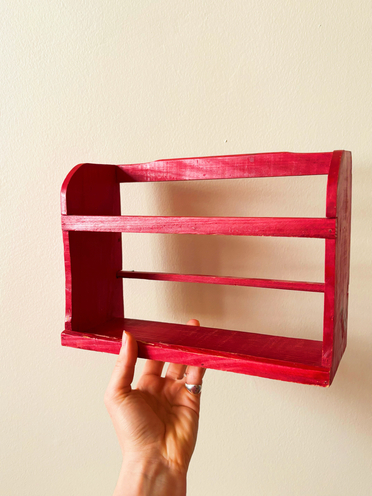 70’s Red Wooden Mini Kitchen Shelf 