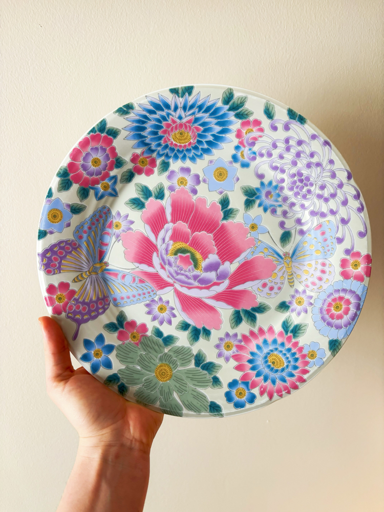 Japanese Hand Painted Floral Wall Plate 