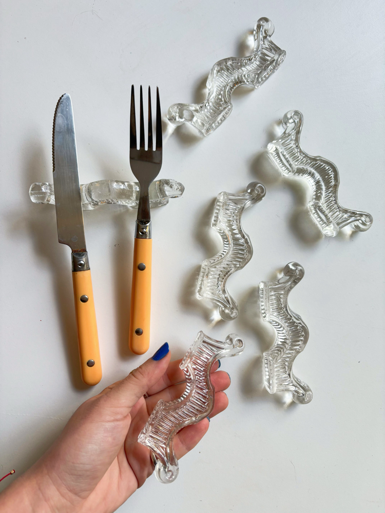 Midcentury Crystal Cutlery Rests