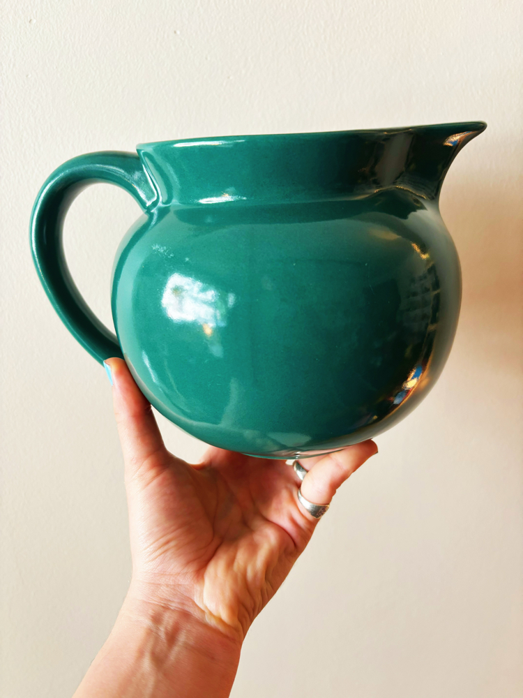 90’s Petrol Green Chunky Ceramic Jug