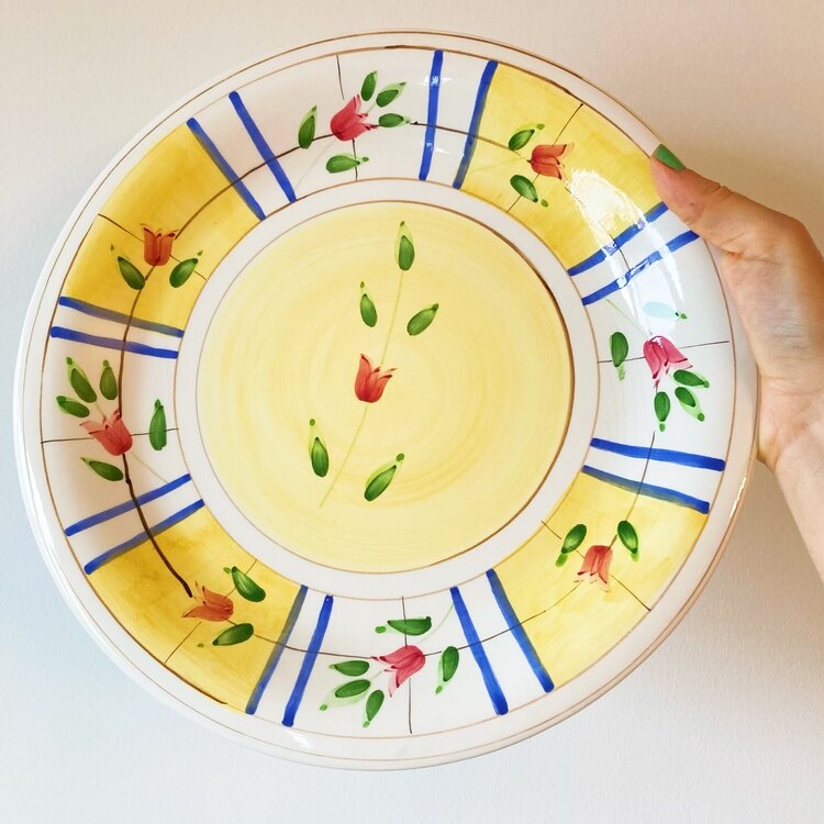 Hand Painted Ceramic Plates with Tulip Design