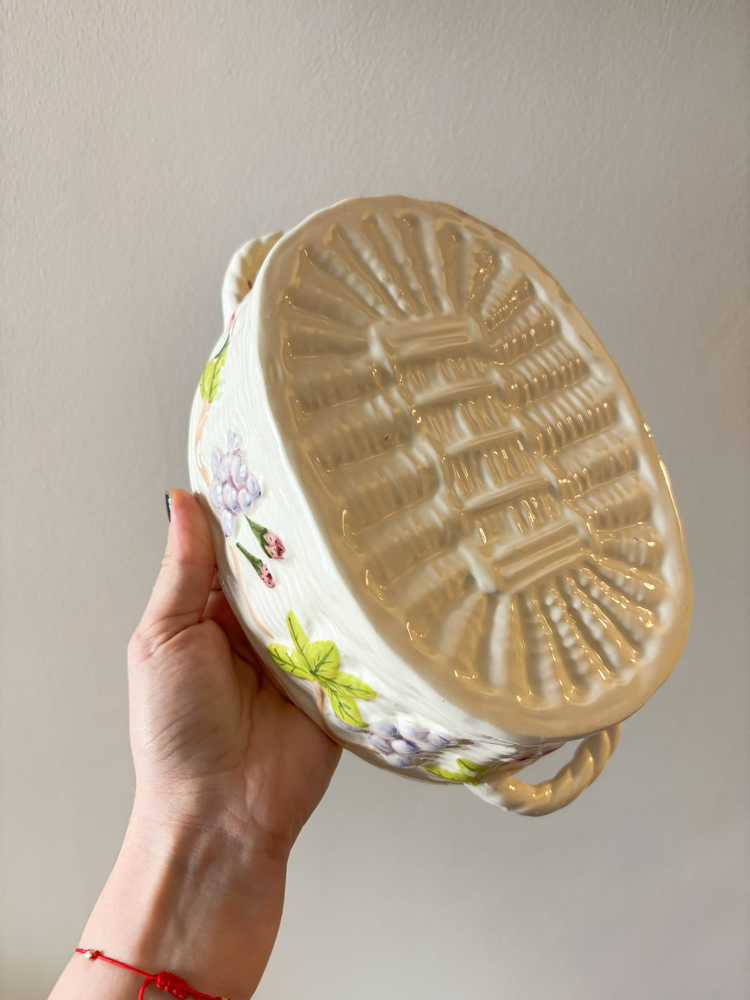 Italian Fruit Embossed Ceramic Basket